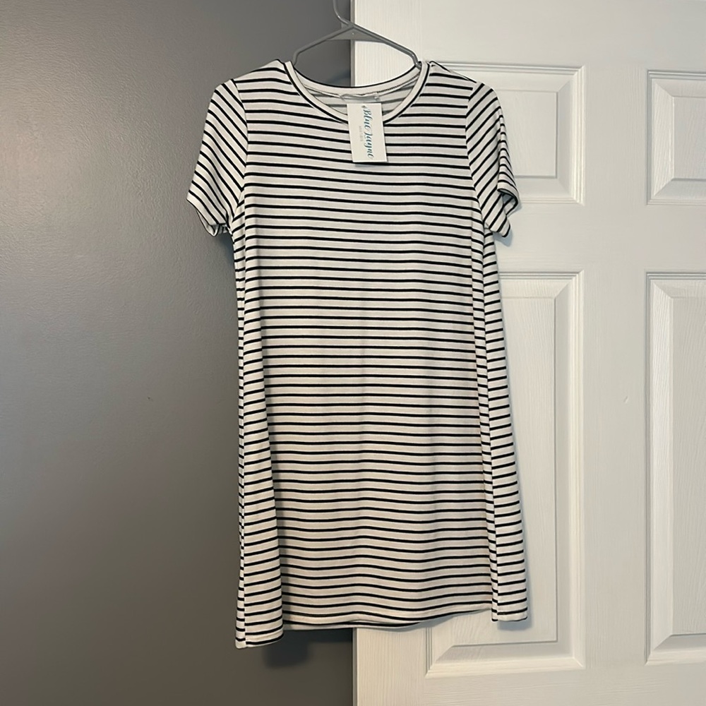 Black and white striped T-shirt dress